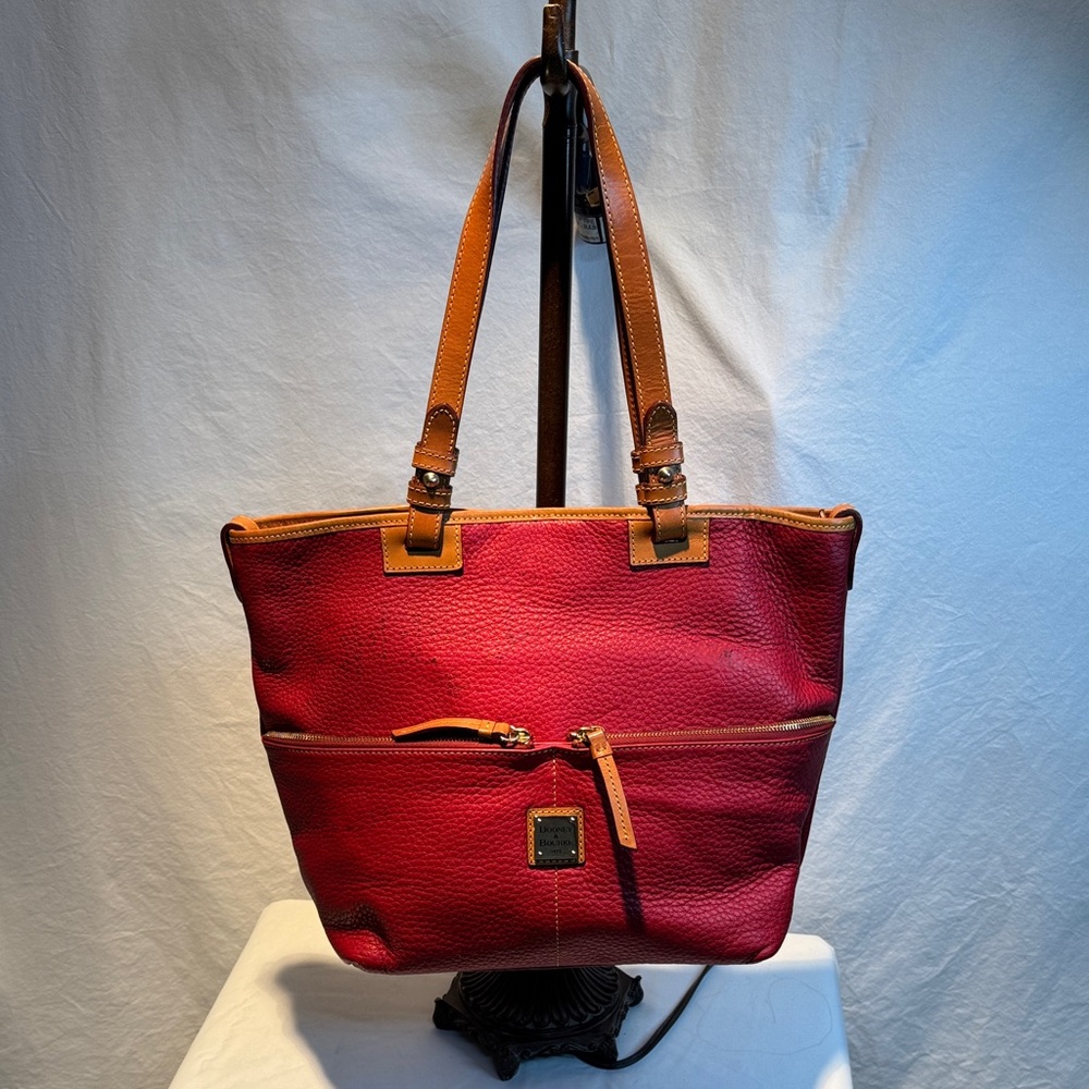 Dooney & Bourke Burgundy and Tan Tote
